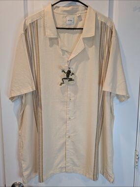 ROWM Button Up Shirt XXL NWT Hemp Lyocell Striped Resort Camp Casual Beach